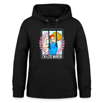 Cyclic Vomiting Syndrome Shirt, Ich bin ein CVS-Krieger - Frauen Hoodie - Schwarz - Vorne - AI Model Female 172 light (172cm)