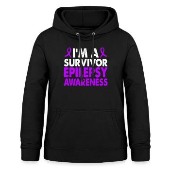 Mois de la sensibilisation à l’épilepsie des survivants Bande violette - Sweat à capuche Femme - noir - Devant - AI Model Female 172 light (172cm)