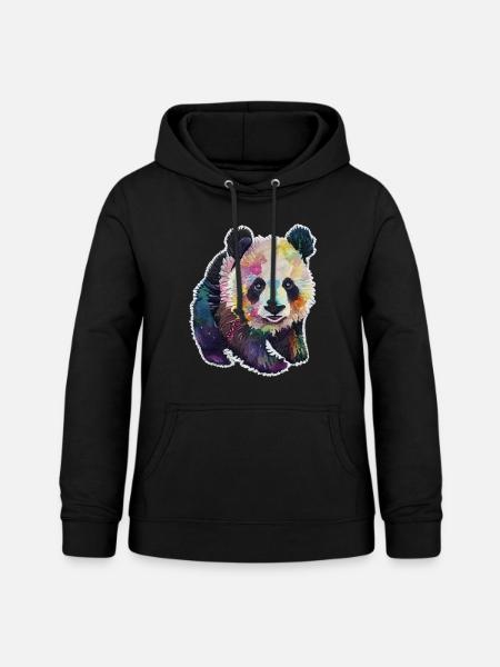BABY PANDA AQUARELL - Frauen Hoodie - Schwarz