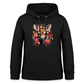 Hirsch T-Shirt Reh Trachtenshirt Damen Tracht - Frauen Hoodie - Schwarz - Vorne - AI Model Female 172 light (172cm)