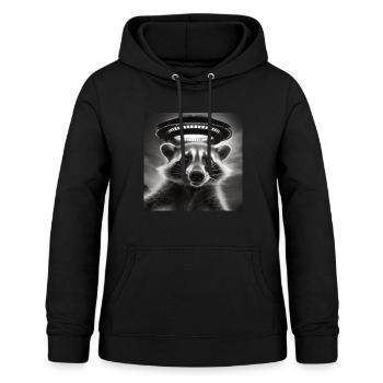 Lustig Erschrecktes Waschbär Selfie UFO Alien - Frauen Hoodie - Schwarz - Vorne - AI Model Female 172 light (172cm)