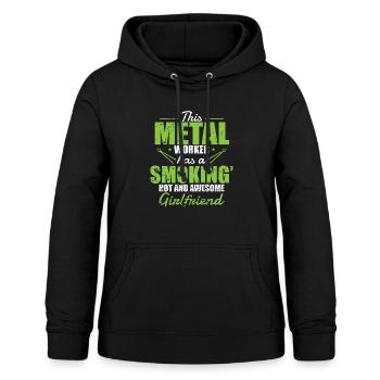 This Metal Worker has a Smoking hot Girlfriend - Women's Hoodie - black - Front - AI Model Female 172 light (172cm)