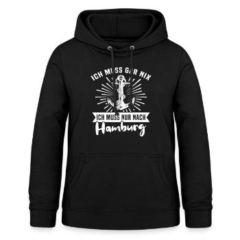 Hamburg - Frauen Hoodie - Schwarz - Vorne - AI Model Female 172 light (172cm)
