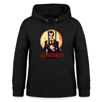 A vampire drinking coffee at night - Women's Hoodie - black - Front - AI Model Female 172 light (172cm)