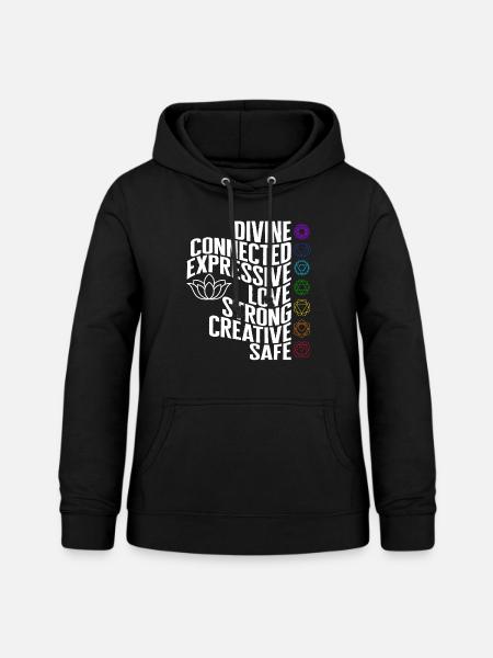 Meditations-Shirt, Divine Connected Expressive - Frauen Hoodie - Schwarz