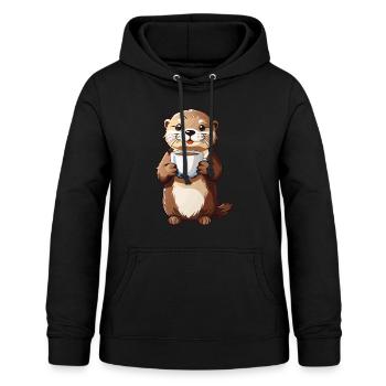 Otter Kaffeezeit Tierfreund Kaffee Design - Frauen Hoodie - Schwarz - Vorne - AI Model Female 172 light (172cm)