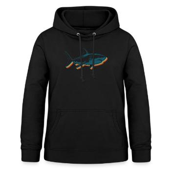 Fishing Shirt, Shark Vintage Fish Fishing Great - Women's Hoodie - black - Front - AI Model Female 172 light (172cm)