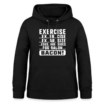 Exercise Shirt, Exercise Bacon Tee, Eggs Are Side - Women's Hoodie - black - Front - AI Model Female 172 light (172cm)