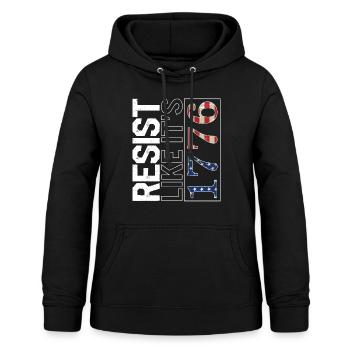 Amerika-Hemd, widerstehen Sie, als wäre es die US-Flagge von 1776 - Frauen Hoodie - Schwarz - Vorne - AI Model Female 172 light (172cm)
