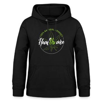 Cannabis-Shirt, 100% Naturprodukt Gesundheitswesen - Frauen Hoodie - Schwarz - Vorne - AI Model Female 172 light (172cm)
