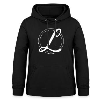 Distressed Hemd, Vintage Distressed Letter L T-Shirt - Frauen Hoodie - Schwarz - Vorne - AI Model Female 172 light (172cm)