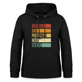 Steven Nom papa cadeau - Sweat à capuche Femme - noir - Devant - AI Model Female 172 light (172cm)