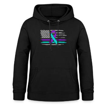 Chemise de sensibilisation à la prévention du suicide, Suicide - Sweat à capuche Femme - noir - Devant - AI Model Female 172 light (172cm)