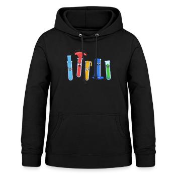 Wissenschafts-Shirt, Physik der Flüssigkeiten Emotionstest - Frauen Hoodie - Schwarz - Vorne - AI Model Female 172 light (172cm)