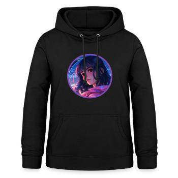 Réfléchissant Anime Girl Vaporwave CD Light Indie - Sweat à capuche Femme - noir - Devant - AI Model Female 172 light (172cm)