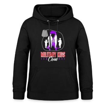 Militär-Kinderhemd, Militär-Kinder-Crew-Lila - Frauen Hoodie - Schwarz - Vorne - AI Model Female 172 light (172cm)