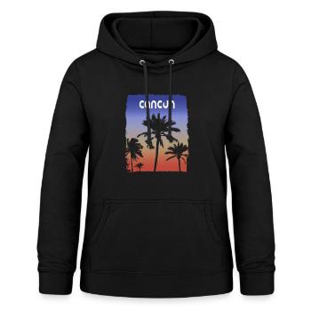 Cancun Mexique Coucher De Soleil Vacances Souvenir Palmier - Sweat à capuche Femme - noir - Devant - AI Model Female 172 light (172cm)
