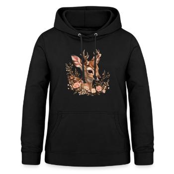 Hirsch T-Shirt Reh Kostüm Damen Trachtenshirt - Frauen Hoodie - Schwarz - Vorne - AI Model Female 172 light (172cm)