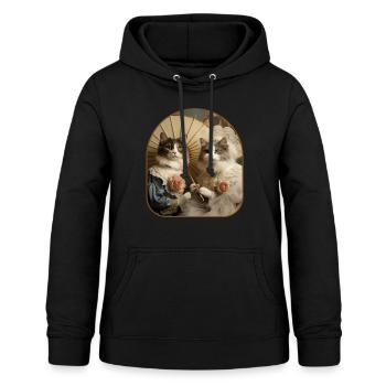Portrait vintage chats victoriens avec champignon - Sweat à capuche Femme - noir - Devant - AI Model Female 172 light (172cm)