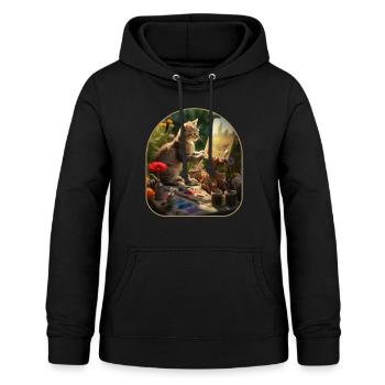 Katzen und Leinwände Katzenkünstler Capturing - Frauen Hoodie - Schwarz - Vorne - AI Model Female 172 light (172cm)