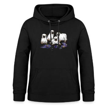 Halloween-Shirt, Mopsgeist niedliches T-Shirt, gruseliger Mops - Frauen Hoodie - Schwarz - Vorne - AI Model Female 172 light (172cm)