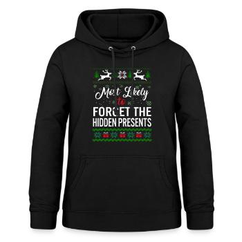 Am wahrscheinlichsten, um das versteckte Geschenke-Shirt zu vergessen, - Frauen Hoodie - Schwarz - Vorne - AI Model Female 172 light (172cm)