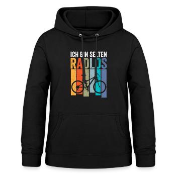 Ich bin selten Radlos - Frauen Hoodie - Schwarz - Vorne - AI Model Female 172 light (172cm)