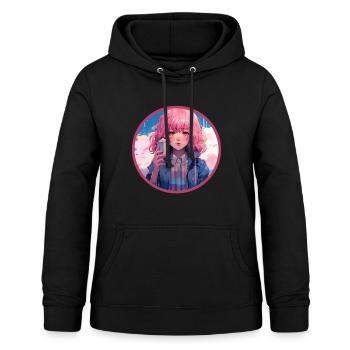Fonte Crème Glacée Anime Fille Vaporwave Numérique - Sweat à capuche Femme - noir - Devant - AI Model Female 172 light (172cm)