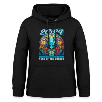 Chinesisches Neujahr der Drachenglasmalerei - Frauen Hoodie - Schwarz - Vorne - AI Model Female 172 light (172cm)