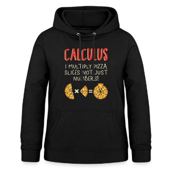Mathe-Shirt, Infinitesimalrechnung Ich multipliziere Pizzastücke nicht - Frauen Hoodie - Schwarz - Vorne - AI Model Female 172 light (172cm)