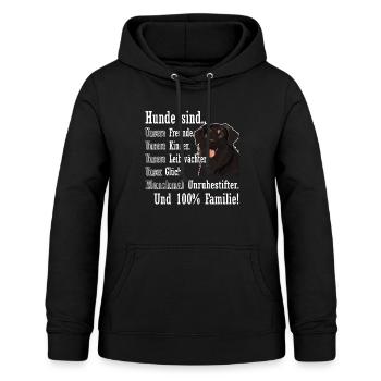 "Hunde sind 100% Familie" Hovawart - Frauen Hoodie - Schwarz - Vorne - AI Model Female 172 light (172cm)