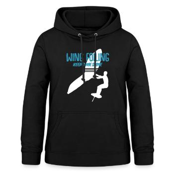 Wing Foiling Wing Surfing Winging - Women's Hoodie - black - Front - AI Model Female 172 light (172cm)