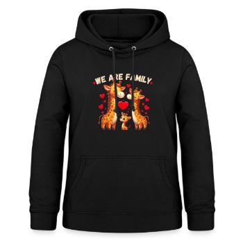 Familie Mutter Vater Kind Baby Giraffe Herz Liebe - Frauen Hoodie - Schwarz - Vorne - AI Model Female 172 light (172cm)
