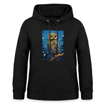 Eule Starry Night - Frauen Hoodie - Schwarz - Vorne - AI Model Female 172 light (172cm)
