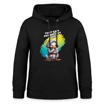THAT'S MY FRIENDLIEST FACE. Ente, Humor, Fun, Spaß - Frauen Hoodie - Schwarz - Vorne - AI Model Female 172 light (172cm)