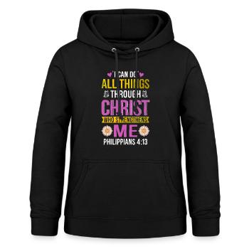 Ich Kann Alle Dinge Durch Christus Daisy Blume Tun - Frauen Hoodie - Schwarz - Vorne - AI Model Female 172 light (172cm)