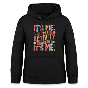 Chemise d’assistant d’activité, Salut, je suis l’activité - Sweat à capuche Femme - noir - Devant - AI Model Female 172 light (172cm)