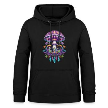 Feather Mandala Mushrooms Spiritual Design - Women's Hoodie - black - Front - AI Model Female 172 light (172cm)