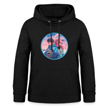Broken Mixtape Anime Couple Vaporwave Mélancolie - Sweat à capuche Femme - noir - Devant - AI Model Female 172 light (172cm)