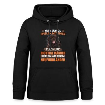 Neufundländer RICHTIGE MÄNNER SPIELEN MIT - Frauen Hoodie - Schwarz - Vorne - AI Model Female 172 light (172cm)
