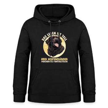 Newfie DAS LEBEN IST TOLL ABER NEUFUNDLÄNDER - Frauen Hoodie - Schwarz - Vorne - AI Model Female 172 light (172cm)