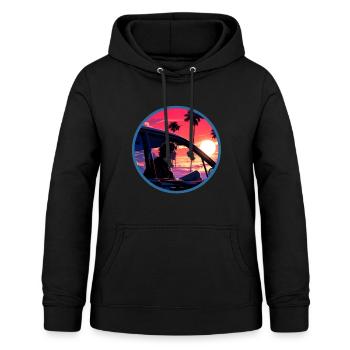 Anime Garçon Voiture Classique Vaporwave Néon Palm Indie - Sweat à capuche Femme - noir - Devant - AI Model Female 172 light (172cm)