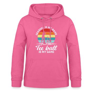 Grand-père, c’est mon nom, je joue au tee-ball, c’est mon jeu - Sweat à capuche Femme - rose - Devant - AI Model Female 172 light (172cm)