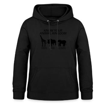 Chemise d’animaux, connaissez votre girafe du règne animal - Sweat à capuche Femme - noir - Devant - AI Model Female 172 light (172cm)