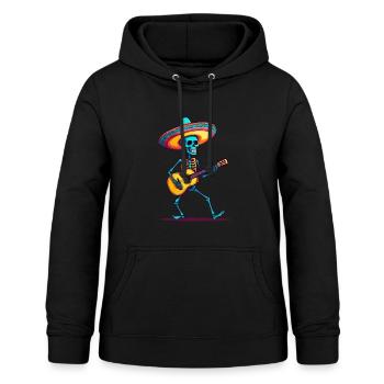 Mexican mariachi skeleton guitarist - Women's Hoodie - black - Front - AI Model Female 172 light (172cm)