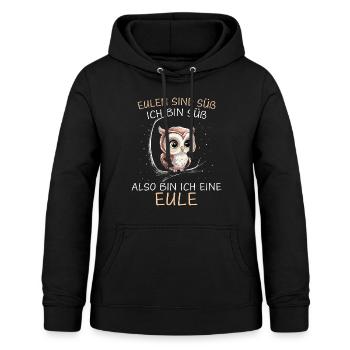 Nachteule Eule Eulen Vogel - Frauen Hoodie - Schwarz - Vorne - AI Model Female 172 light (172cm)