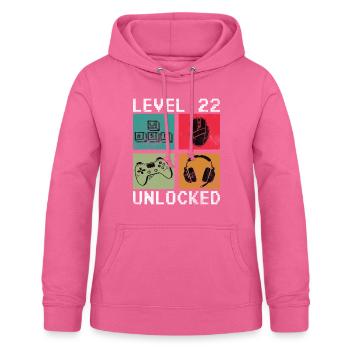 Level 22 Unlocked Funny Video Game Maker 22. - Women's Hoodie - pink - Front - AI Model Female 172 light (172cm)