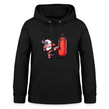 Muay Thai Boxing, Thai Boxing, Kickboxing, Kickboxer - Women's Hoodie - black - Front - AI Model Female 172 light (172cm)