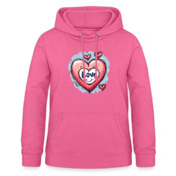 Liebe Herz - Frauen Hoodie - Pink - Vorne - AI Model Female 172 light (172cm)