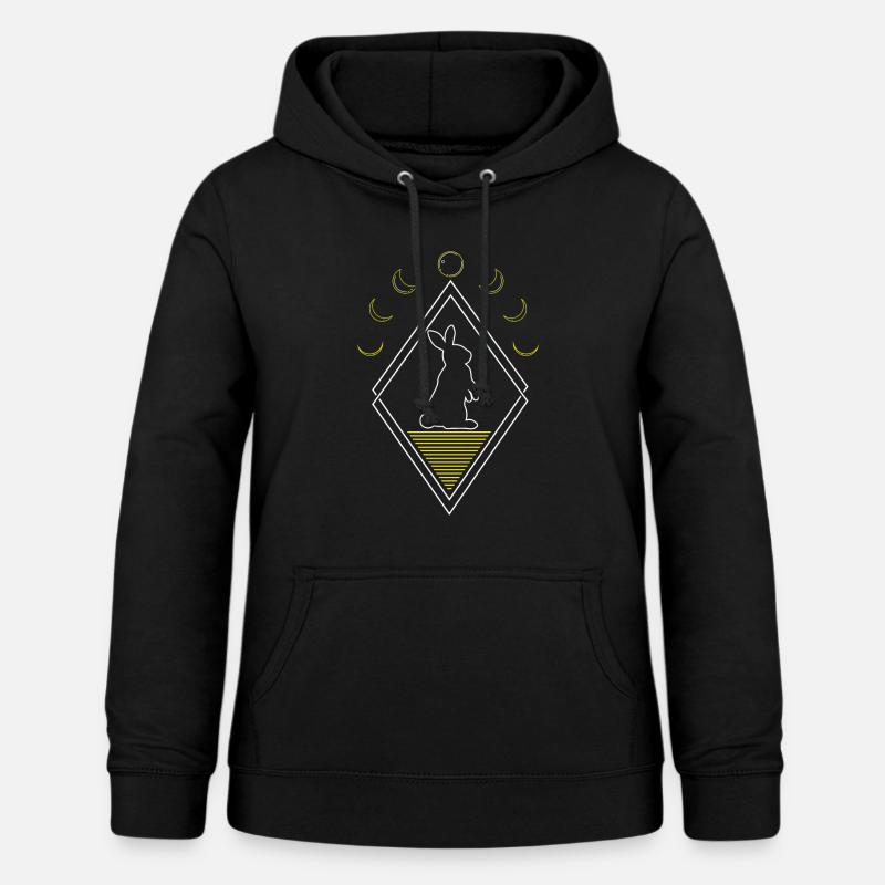 Bunny Rabbit Abstract Moon Phases - Women's Hoodie - black